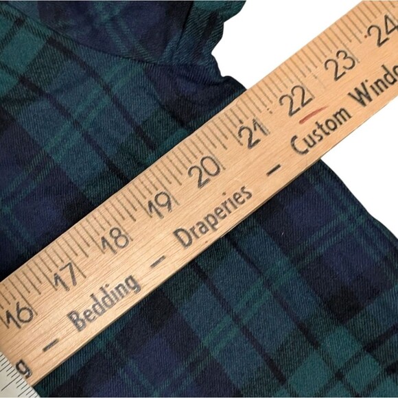 Lands' End classic blue green flannel nightgown pullover plaid side Medium 10/12 - Picture 5 of 9
